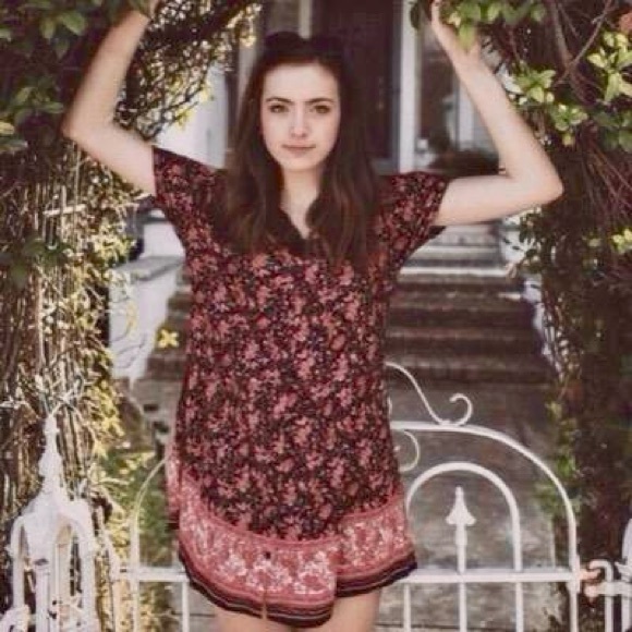 UO Staring at Stars Floral Cold Shoulder Button-down Babydoll Mini Dress - Picture 2 of 8